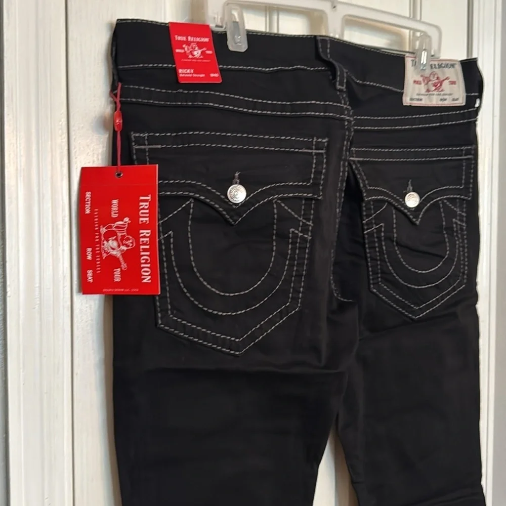 True Religion Ricky black Relaxed Straight denim jeanss NWT 40/34